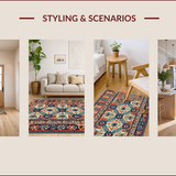 Ultra Soft Area Rug, Non Slip, Stain Resistant, Washable Area Rugs for Living Room, Bedroom, Primitive Farmhouse Style Stain-Resistant Kitchen Carpet(Red)