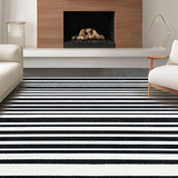 Ultra Soft Area Rug, Non Slip, Stain Resistant, Washable Area Rugs for Living Room, Bedroom, Absorbent Black and White Stripe Rug for Patios(Black)