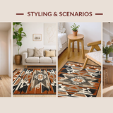 Ultra Soft Area Rug, Non Slip, Stain Resistant, Washable Area Rugs for Living Room, Bedroom, Lively Geometric Southwestern Composition(Brown)