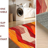 Ultra Soft Area Rug, Non Slip, Stain Resistant, Washable Area Rugs for Living Room, Bedroom, Warm Earthy Tones with Artisan Flair(Red)