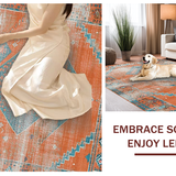 Ultra Soft Area Rug, Non Slip, Stain Resistant, Washable Area Rugs for Living Room, Bedroom, Contemporary Vibrant Abstract Elements(Orange)