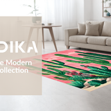 Ultra Soft Area Rug, Non Slip, Stain Resistant, Washable Area Rugs for Living Room, Bedroom, Stylish Fun Cactus Inspired Decor(Pink)