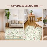Ultra Soft Area Rug, Non Slip, Stain Resistant, Washable Area Rugs for Living Room, Bedroom, Elegant Soft Curvilinear Patterns(Ivory)