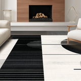 Ultra Soft Area Rug, Non Slip, Stain Resistant, Washable Area Rugs for Living Room, Bedroom, Sophisticated Toned Monochrome Theme(Black)