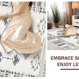 Ultra Soft Area Rug, Non Slip, Stain Resistant, Washable Area Rugs for Living Room, Bedroom, Luxurious Subtle Color Block Composition(Gray)