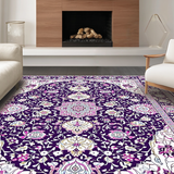 Ultra Soft Area Rug, Non Slip, Stain Resistant, Washable Area Rugs for Living Room, Bedroom, Chic Monochrome Vintage Blossom(Purple)