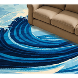 Ultra Soft Area Rug, Non Slip, Stain Resistant, Washable Area Rugs for Living Room, Bedroom, Tranquil Oceanic Abstract Waves(Blue)