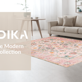 Ultra Soft Area Rug, Non Slip, Stain Resistant, Washable Area Rugs for Living Room, Bedroom, Trendy Soft Color Floral Design(Pink)