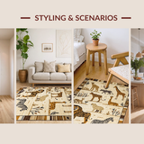 Ultra Soft Area Rug, Non Slip, Stain Resistant, Washable Area Rugs for Living Room, Bedroom, Foldable Adventurous Animal Kingdom Mat(Beige)