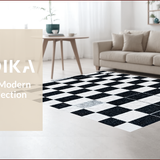 Ultra Soft Area Rug, Non Slip, Stain Resistant, Washable Area Rugs for Living Room, Bedroom, Vintage Checkerboard Living Room Area Rug(Black)