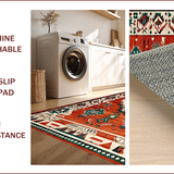 Ultra Soft Area Rug, Non Slip, Stain Resistant, Washable Area Rugs for Living Room, Bedroom, Tribal Distressed Ethnic Aesthetic(Red)