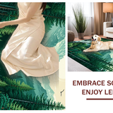 Ultra Soft Area Rug, Non Slip, Stain Resistant, Washable Area Rugs for Living Room, Bedroom, Serene Outdoor Oasis Design(Green)