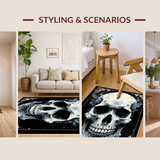 Ultra Soft Area Rug, Non Slip, Stain Resistant, Washable Area Rugs for Living Room, Bedroom, Bold Graphic Skull Art Piece(White)