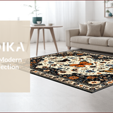 Ultra Soft Area Rug, Non Slip, Stain Resistant, Washable Area Rugs for Living Room, Bedroom, Artistic Insect Motif in Earthy Tones(Black)