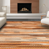 Ultra Soft Area Rug, Non Slip, Stain Resistant, Washable Area Rugs for Living Room, Bedroom, Eclectic Warm Tones Woven Artistry(Orange)