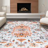 Ultra Soft Area Rug, Non Slip, Stain Resistant, Washable Area Rugs for Living Room, Bedroom, Rustic Earthy Toned Pattern(White)