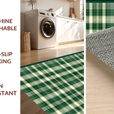 Ultra Soft Area Rug, Non Slip, Stain Resistant, Washable Area Rugs for Living Room, Bedroom, Rustic Gray Tartan Elegance(Green)