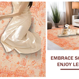 Ultra Soft Area Rug, Non Slip, Stain Resistant, Washable Area Rugs for Living Room, Bedroom, Earthy Tone Curvilinear Patterns(Orange)