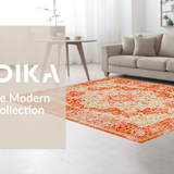 Ultra Soft Area Rug, Non Slip, Stain Resistant, Washable Area Rugs for Living Room, Bedroom, Cozy Whimsical Geometric Arrangement(Orange)