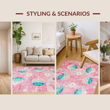 Ultra Soft Area Rug, Non Slip, Stain Resistant, Washable Area Rugs for Living Room, Bedroom, Bright Easter Themed Decor(Pink)