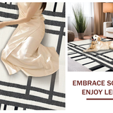Ultra Soft Area Rug, Non Slip, Stain Resistant, Washable Area Rugs for Living Room, Bedroom, Contemporary Striped Earthy Aesthetic(White)