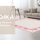 Ultra Soft Area Rug, Non Slip, Stain Resistant, Washable Area Rugs for Living Room, Bedroom, Scalloped Ribbon Bow Rug Coquette Preppy Accent with Wavy Border Design(Pink)