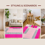 Ultra Soft Area Rug, Non Slip, Stain Resistant, Washable Area Rugs for Living Room, Bedroom, Engaging Educational Playful Layout(Pink)