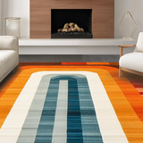 Ultra Soft Area Rug, Non Slip, Stain Resistant, Washable Area Rugs for Living Room, Bedroom, Transitional Colorful Organic Shapes(Orange)