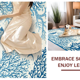 Ultra Soft Area Rug, Non Slip, Stain Resistant, Washable Area Rugs for Living Room, Bedroom, Serene Light Blue Nautical Print(Blue)