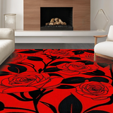 Ultra Soft Area Rug, Non Slip, Stain Resistant, Washable Area Rugs for Living Room, Bedroom, Dynamic Colorful Leaf Pattern(Red)