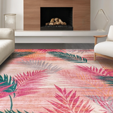 Ultra Soft Area Rug, Non Slip, Stain Resistant, Washable Area Rugs for Living Room, Bedroom, Tropical Tribal Ethnic Motif(Pink)