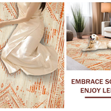 Ultra Soft Area Rug, Non Slip, Stain Resistant, Washable Area Rugs for Living Room, Bedroom, Stylish Warm Beige Medallion Theme(Orange)