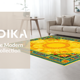 Ultra Soft Area Rug, Non Slip, Stain Resistant, Washable Area Rugs for Living Room, Bedroom, Lively Artistic Sunshine Arrangement(Yellow)