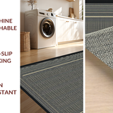 Ultra Soft Area Rug, Non Slip, Stain Resistant, Washable Area Rugs for Living Room, Bedroom, Classic Tiled Arrangement with Depth(Black)
