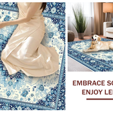 Ultra Soft Area Rug, Non Slip, Stain Resistant, Washable Area Rugs for Living Room, Bedroom, Serene Pastel Floral Artwork(White)