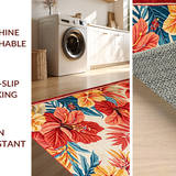 Ultra Soft Area Rug, Non Slip, Stain Resistant, Washable Area Rugs for Living Room, Bedroom, Colorful Modern Flora Arrangement(Red)
