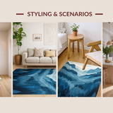 Ultra Soft Area Rug, Non Slip, Stain Resistant, Washable Area Rugs for Living Room, Bedroom, Rustic Earthy Tones Pattern(Blue)