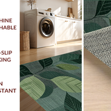 Ultra Soft Area Rug, Non Slip, Stain Resistant, Washable Area Rugs for Living Room, Bedroom, Luxurious Dark Green Abstract Design(Gray)