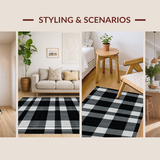 Ultra Soft Area Rug, Non Slip, Stain Resistant, Washable Area Rugs for Living Room, Bedroom, Timeless Black and White Checkerboard(Black)