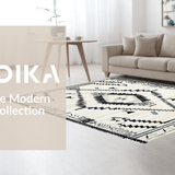 Ultra Soft Area Rug, Non Slip, Stain Resistant, Washable Area Rugs for Living Room, Bedroom, Elegant Symmetrical Monochrome Design(White)