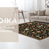 Ultra Soft Area Rug, Non Slip, Stain Resistant, Washable Area Rugs for Living Room, Bedroom, Vibrant Eclectic Nature Patterns(Black)