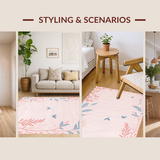 Ultra Soft Area Rug, Non Slip, Stain Resistant, Washable Area Rugs for Living Room, Bedroom, Stylish Nature-Inspired Pink Palette(Pink)