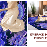 Ultra Soft Area Rug, Non Slip, Stain Resistant, Washable Area Rugs for Living Room, Bedroom, Modern Artistic Dragon Illustration(Blue)
