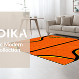 Ultra Soft Area Rug, Non Slip, Stain Resistant, Washable Area Rugs for Living Room, Bedroom, Bold Black Abstract Elements(Orange)