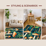 Whimsical Navy Blue Mushroom Motif(Green)