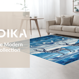 Ultra Soft Area Rug, Non Slip, Stain Resistant, Washable Area Rugs for Living Room, Bedroom, Cozy Earthy Animal Silhouette(Blue)