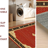 Ultra Soft Area Rug, Non Slip, Stain Resistant, Washable Area Rugs for Living Room, Bedroom, Timeless Earthy Floral Elements(Red)