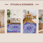 Ultra Soft Area Rug, Non Slip, Stain Resistant, Washable Area Rugs for Living Room, Bedroom, Boho Chic Distressed Living Room Rug(Blue) - ODIKA