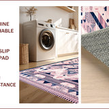 Ultra Soft Area Rug, Non Slip, Stain Resistant, Washable Area Rugs for Living Room, Bedroom, Chic Geometric Blush and Navy(Pink)