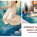 Ultra Soft Area Rug, Non Slip, Stain Resistant, Washable Area Rugs for Living Room, Bedroom, Oceanic Serenity Rug with Modern Turtle Silhouette and Coastal Swirl Motifs(Blue)